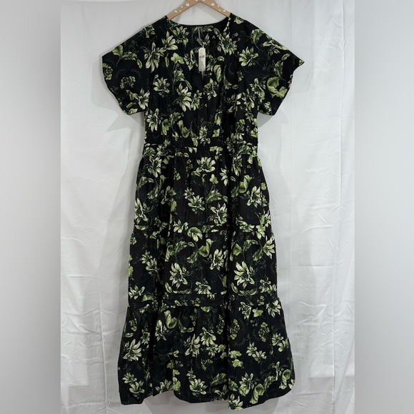 Anthropologie Somerset Maxi Dress Plus Size Grey (Black Green Floral) Summer - Picture 1 of 15